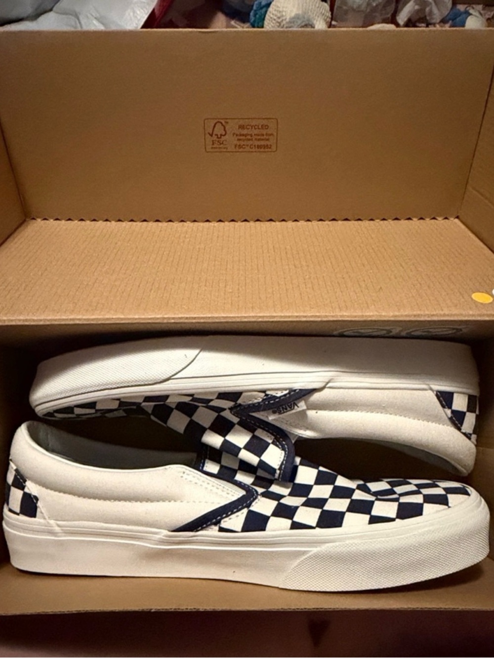 Vans Slip-On Checkerboard Sneakers - Navy & White - Picture 2 of 2